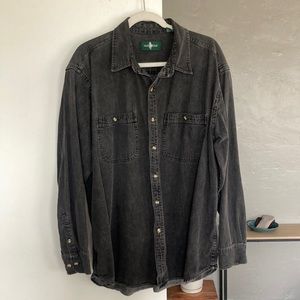 Vintage 90s Black Denim Button Down Shirt